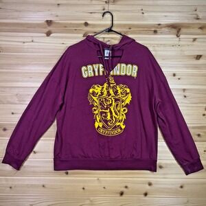 Harry Potter Shirt Womens Juniors XL Burgundy Red Gryffindor Hooded Long Sleeve